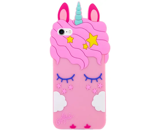 Силиконовая накладка 3D Little Unicorn для Apple iPhone 7 / 8 / SE (2020) (4.7")  Розовый