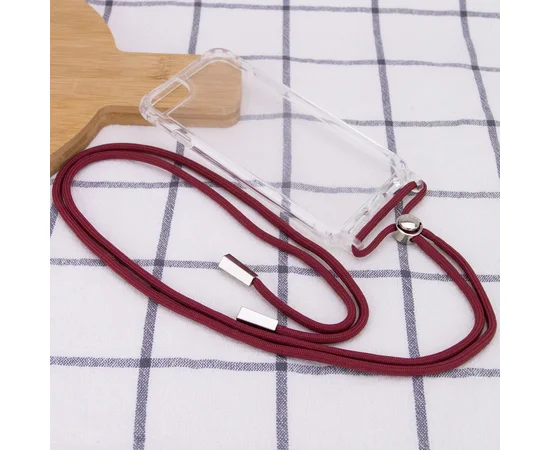 Чехол TPU Crossbody Transparent для Apple iPhone 7 / 8 / SE (2020)(4.7") Красно-Коричневый