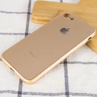 TPU+Glass чехол GLOSSY Logo Full camera для Apple iPhone 7 / 8 / SE (2020) (4.7") Золотой