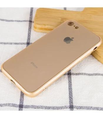 TPU+Glass чехол GLOSSY Logo Full camera для Apple iPhone 7 / 8 / SE (2020) (4.7") Золотой