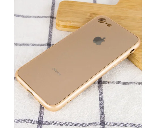 TPU+Glass чехол GLOSSY Logo Full camera для Apple iPhone 7 / 8 / SE (2020) (4.7") Золотой