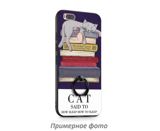 TPU чехол тематический с кольцом для Apple iPhone 7 / 8 (4.7") Сонный кот