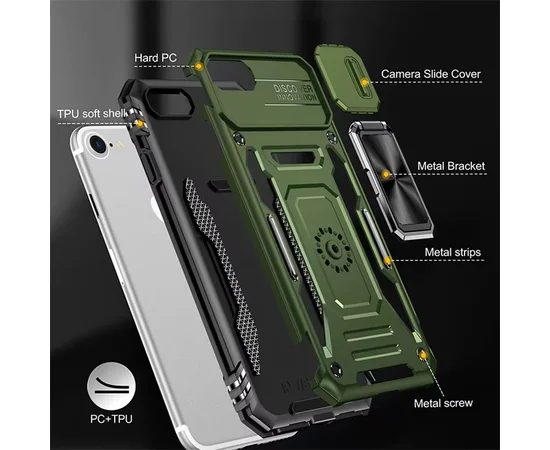 Ударопрочный чехол Camshield Army Ring для Apple iPhone 7 / 8 / SE (2020) (4.7") Оливковый / Army Green