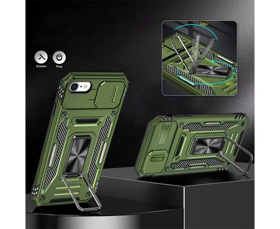 Ударопрочный чехол Camshield Army Ring для Apple iPhone 7 / 8 / SE (2020) (4.7") Оливковый / Army Green