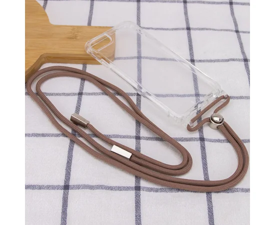 Чехол TPU Crossbody Transparent для Apple iPhone 7 / 8 / SE (2020)(4.7") Бледно-коричневый