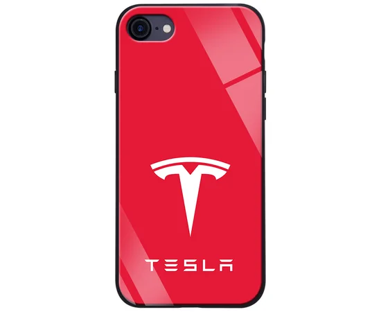 TPU+Glass чехол ForFun для Apple iPhone 7 / 8 (4.7") Красный/Тесла