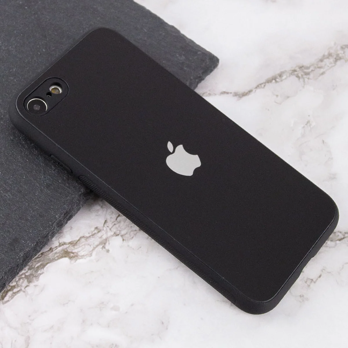 TPU+Glass чехол Matte Candy Full camera для Apple iPhone 7 / 8 / SE (2020) (4.7") Черный