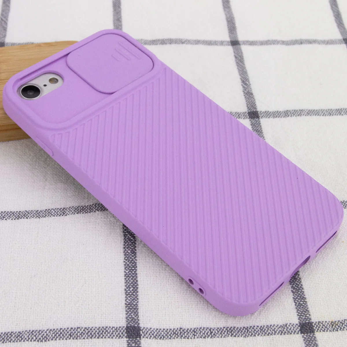 Чехол Camshield Square TPU со шторкой для камеры для Apple iPhone 7 / 8 / SE (2020) (4.7") Сиреневый