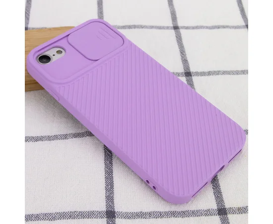 Чехол Camshield Square TPU со шторкой для камеры для Apple iPhone 7 / 8 / SE (2020) (4.7") Сиреневый