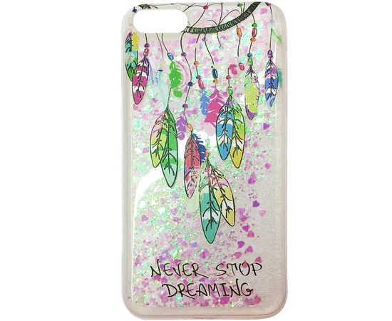 TPU+PC чехол Liquid (glitter) для Apple iPhone 7 / 8 (4.7") (24) Амулет розовый