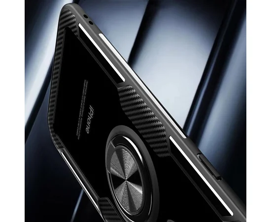 TPU+PC чехол Deen CrystalRing for Magnet (opp) для Apple iPhone 7 / 8 / SE (2020) Бесцветный / Черный