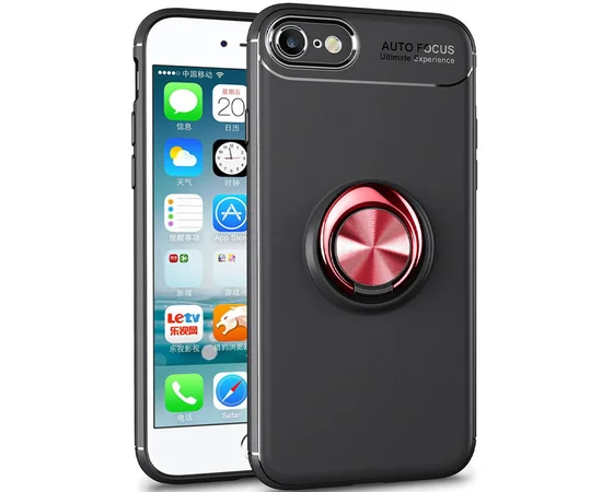 TPU чехол Deen ColorRing под магнитный держатель (opp) для Apple iPhone 7 / 8 / SE (2020) (4.7") Черный / Красный