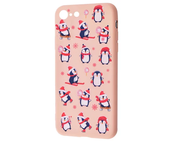 TPU чехол WAVE Fancy для Apple iPhone 7 / 8 / SE (2020) Penguins / Pink sand