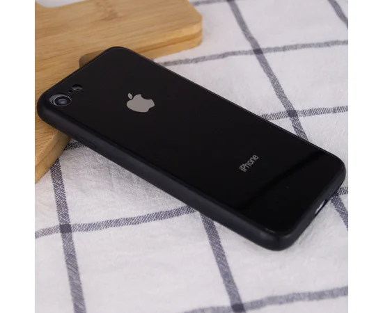 TPU+Glass чехол GLOSSY Logo Full camera (opp) для Apple iPhone 7 / 8 / SE (2020) (4.7") Черный