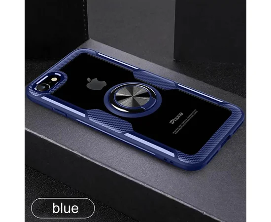 TPU+PC чехол Deen CrystalRing for Magnet (opp) для Apple iPhone 7 / 8 / SE (2020) Бесцветный / Синий