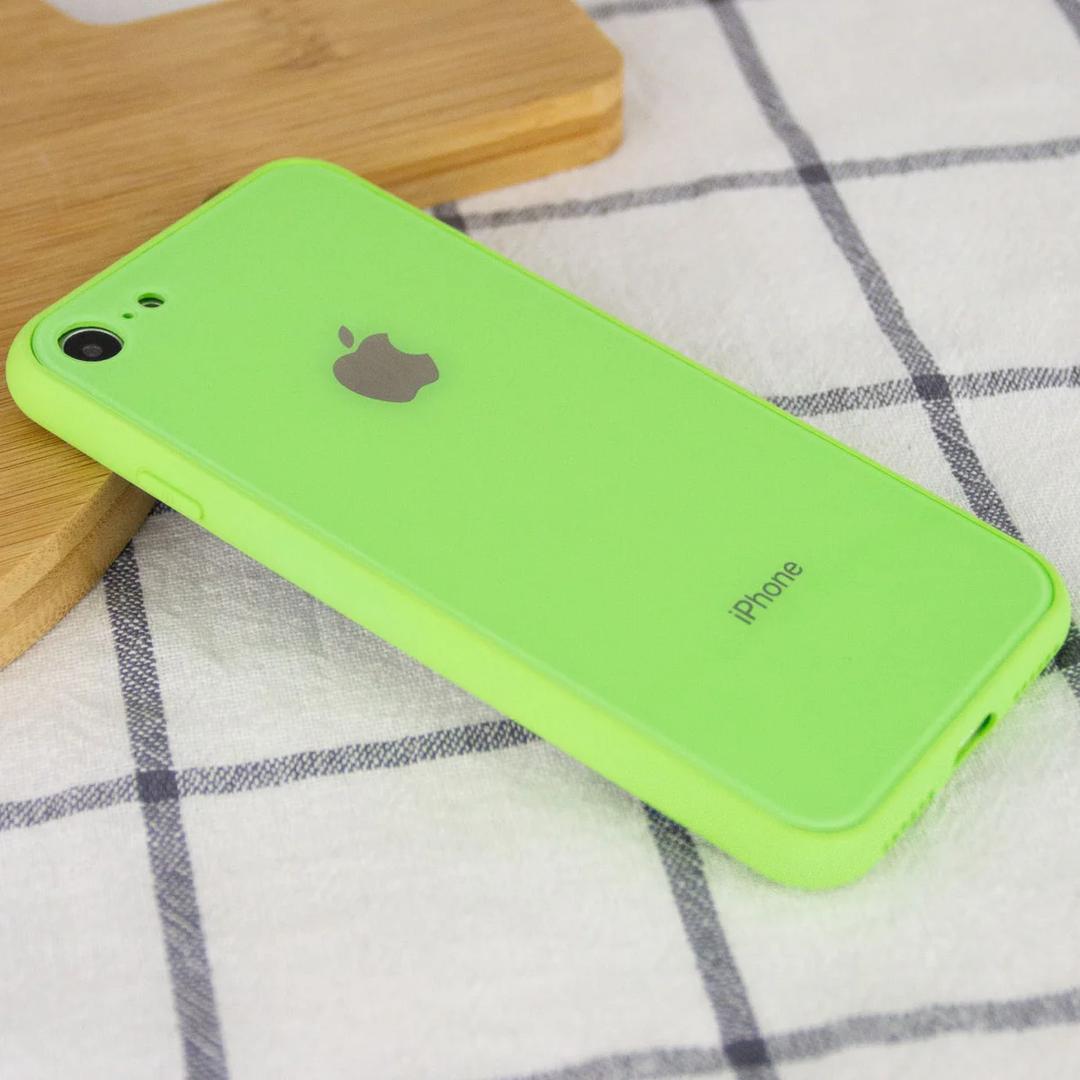 TPU + Glass чохол GLOSSY Logo Full camera (opp) для Apple iPhone 7/8 / SE (2020) (4.7 ") Салатовий