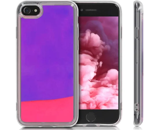 Неоновый чехол Neon Sand glow in the dark для Apple iPhone 7 / 8 (4.7") Фиолетовый / Розовый