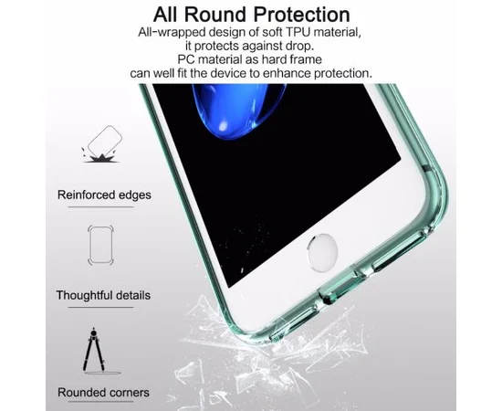 Светящийся TPU чехол ROCK Tube Series для Apple iPhone 7 / 8 (4.7") Синий / Transparent Blue