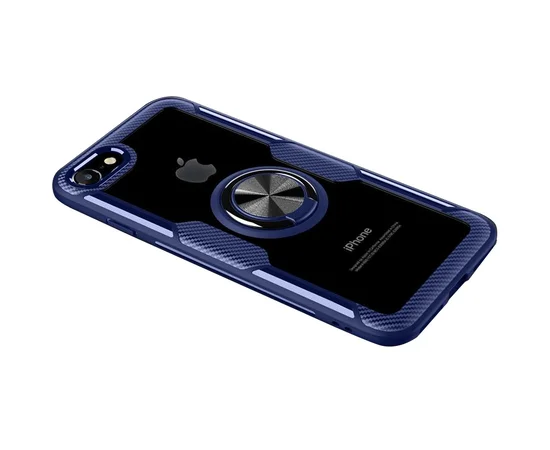 TPU+PC чехол Deen CrystalRing for Magnet (opp) для Apple iPhone 7 / 8 / SE (2020) Бесцветный / Синий