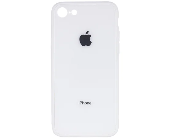 TPU+Glass чехол GLOSSY Logo Full camera для Apple iPhone 7 / 8 / SE (2020) (4.7") Белый