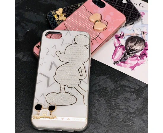 TPU+Glass чехол TYBOMB Dimond Brand для Apple iPhone 7 / 8 (4.7") Белый/Микки Маус