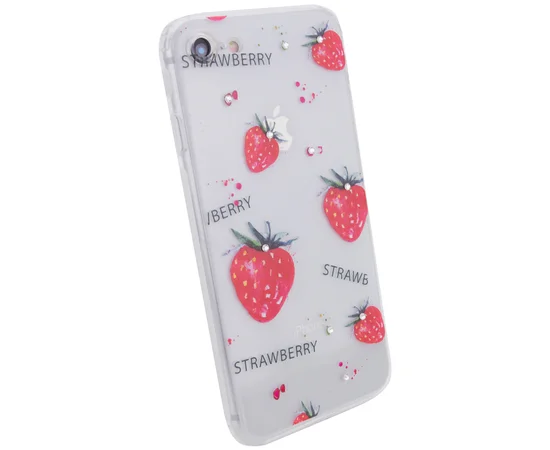 TPU чехол Luxury Diamond full protective для Apple iPhone 7 / 8 (4.7") Прозрачный / Клубника