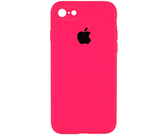 Чехол Silicone Case Square Full Camera Protective (AA) для Apple iPhone 7 / 8 / SE (2020) (4.7") Розовый / Barbie pink