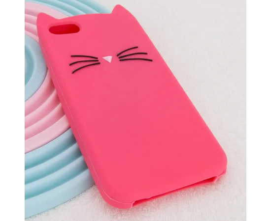 Силиконовая накладка 3D Cat для Apple iPhone 7 / 8 (4.7") Персиковый