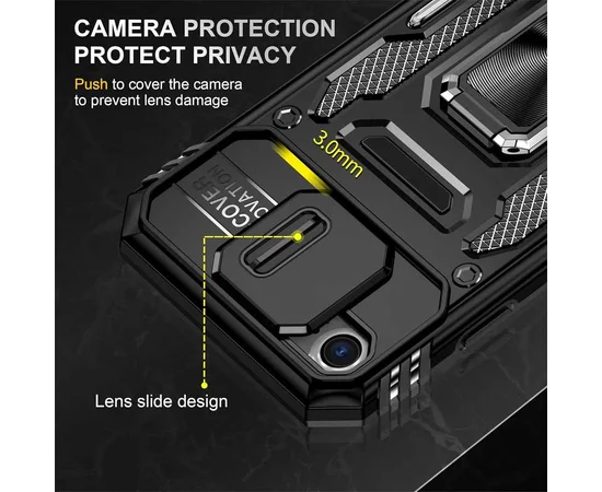 Ударопрочный чехол Camshield Army Ring для Apple iPhone 7 / 8 / SE (2020) (4.7") Черный / Black