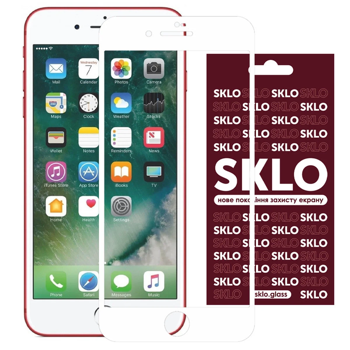 Защитное стекло SKLO 3D (full glue) для Apple iPhone 7 / 8 / SE (2020) (4.7") Белый