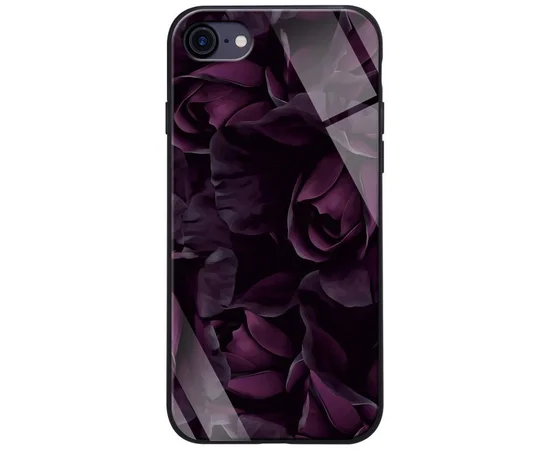 TPU+Glass чехол ForFun для Apple iPhone 7 / 8 (4.7") Фиолетовый/Розы