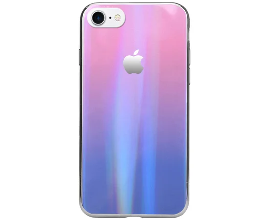 TPU+Glass чехол Gradient Aurora с лого для Apple iPhone 7 / 8 (4.7") Розовый / Сиреневый