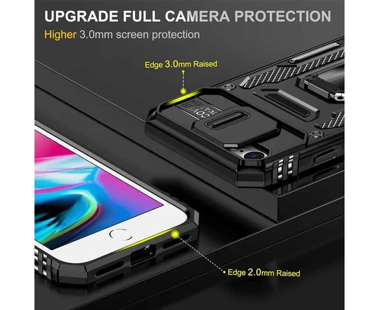 Ударопрочный чехол Camshield Army Ring для Apple iPhone 7 / 8 / SE (2020) (4.7") Черный / Black