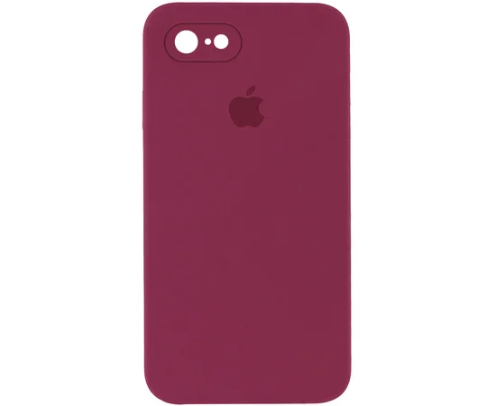 Чехол Silicone Case Square Full Camera Protective (AA) для Apple iPhone 7 / 8 / SE (2020) (4.7") Бордовый / Plum