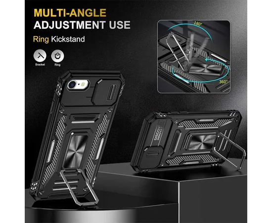 Ударопрочный чехол Camshield Army Ring для Apple iPhone 7 / 8 / SE (2020) (4.7") Черный / Black