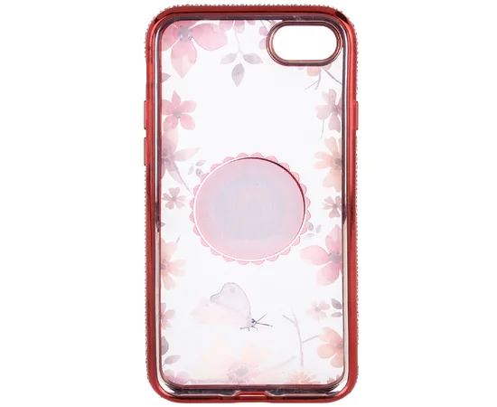 TPU чохол Shengo зі стразами і кільцем-утримувачем для Apple iPhone 7/8 (4.7 ") Червоний