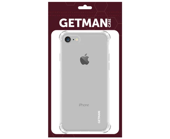 TPU чехол GETMAN Ease logo усиленные углы для Apple iPhone 7 / 8 / SE(2020) (4.7") Прозрачный / Transparent