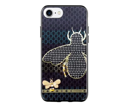 TPU+Glass чехол TYBOMB Dimond Brand для Apple iPhone 7 / 8 (4.7") Черный/Пчела Гуччи