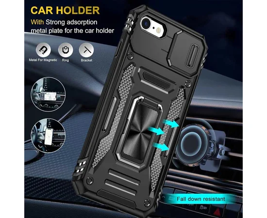 Ударопрочный чехол Camshield Army Ring для Apple iPhone 7 / 8 / SE (2020) (4.7") Черный / Black