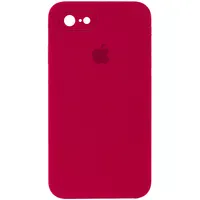 Чохол Silicone Case Square Full Camera Protective (AA) для Apple iPhone 7/8 / SE (2020) (4.7 ") Червоний / Rose Red