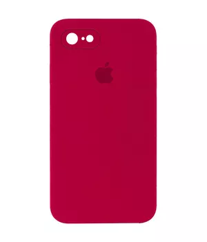 Чехол Silicone Case Square Full Camera Protective (AA) для Apple iPhone 7 / 8 / SE (2020) (4.7") Красный / Rose Red