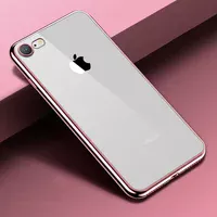 Прозорий силіконовий чохол з глянсовою окантовкою Full Camera для Apple iPhone 7/8 / SE (2020) (4.7 ") Rose Gold