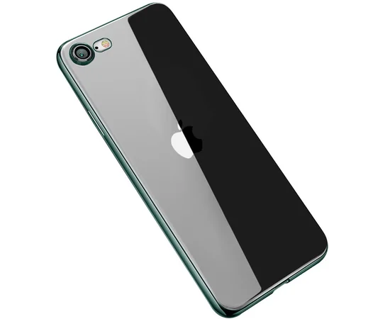 Прозорий силіконовий чохол з глянсовою окантовкою Full Camera для Apple iPhone 7/8 / SE (2020) (4.7 ") Темно-зелений