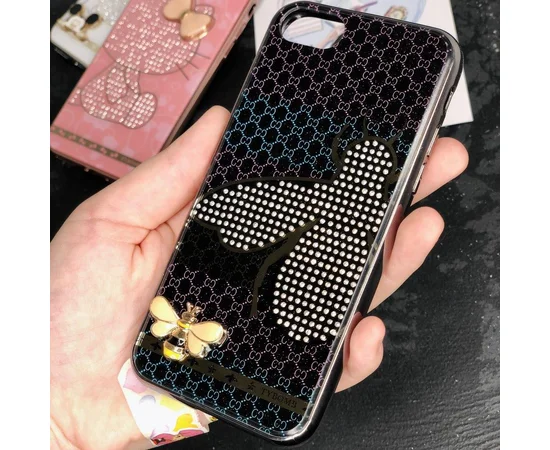 TPU+Glass чехол TYBOMB Dimond Brand для Apple iPhone 7 / 8 (4.7") Черный/Пчела Гуччи