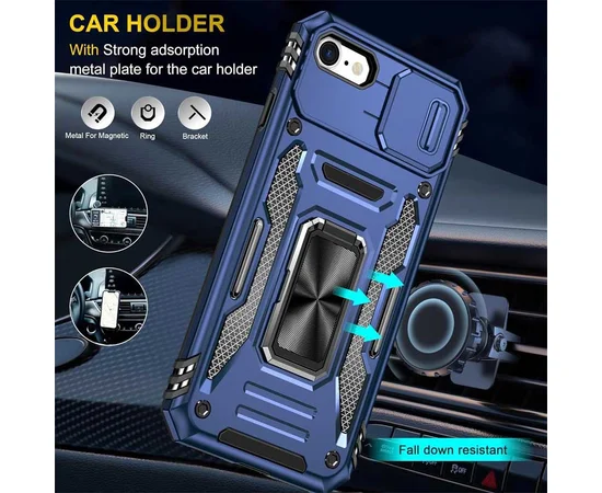 Удароміцний чохол Camshield Army Ring для iPhone 7 / 8 / SE (2020) (4.7") Синій / Navy