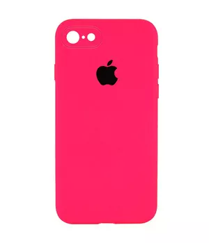 Чехол Silicone Case Square Full Camera Protective (AA) для Apple iPhone 7 / 8 / SE (2020) (4.7") Розовый / Barbie pink