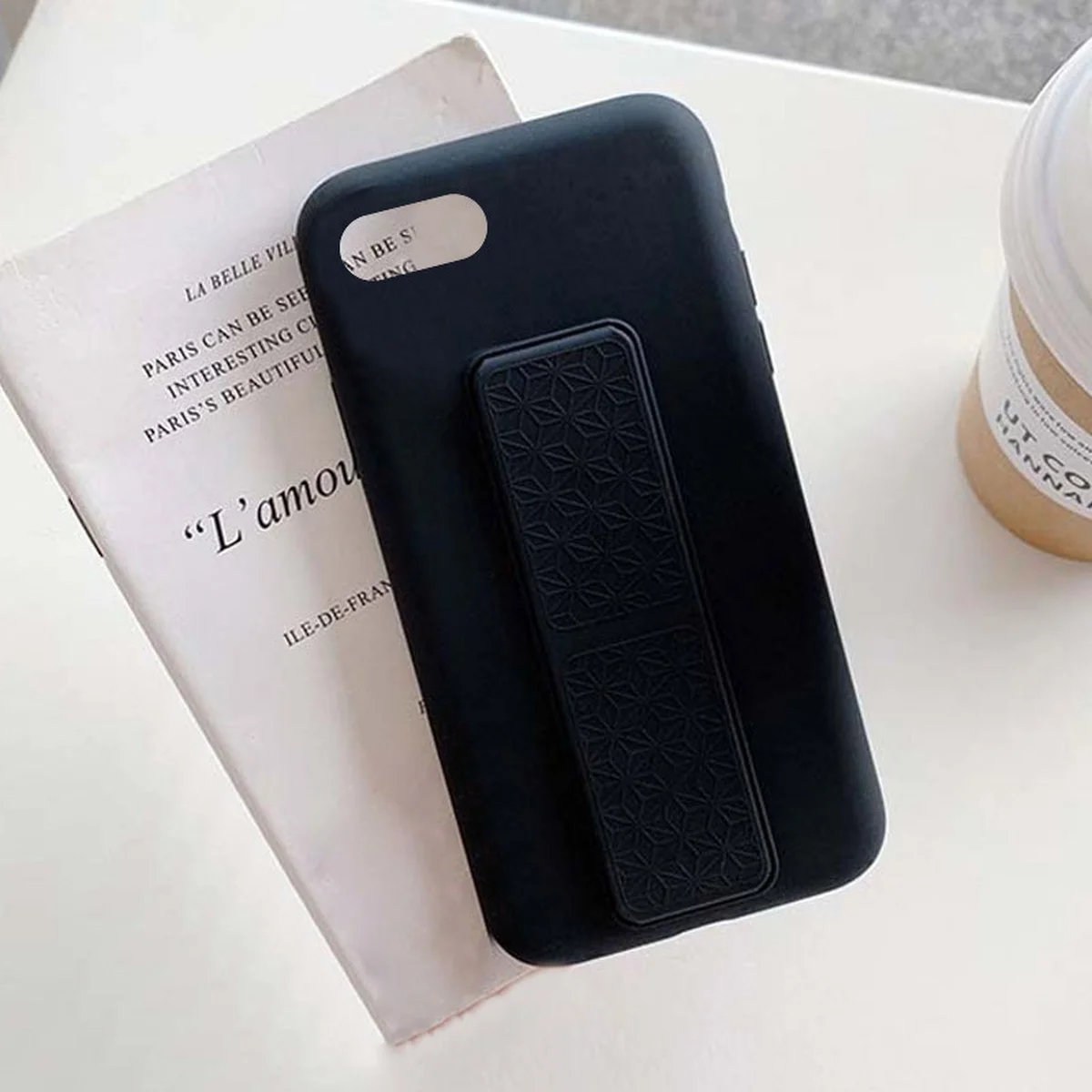 Чехол Silicone Case Hand Holder для Apple iPhone 7 / 8 / SE (2020) (4.7") Черный / Black