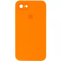 Чехол Silicone Case Square Full Camera Protective (AA) для Apple iPhone 7 / 8 / SE (2020) (4.7") Оранжевый / Bright Orange
