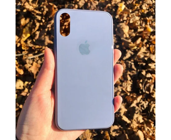 TPU+Glass чехол GLOSSY Logo series для Apple iPhone X (5.8") / XS Серый / Lavender Gray