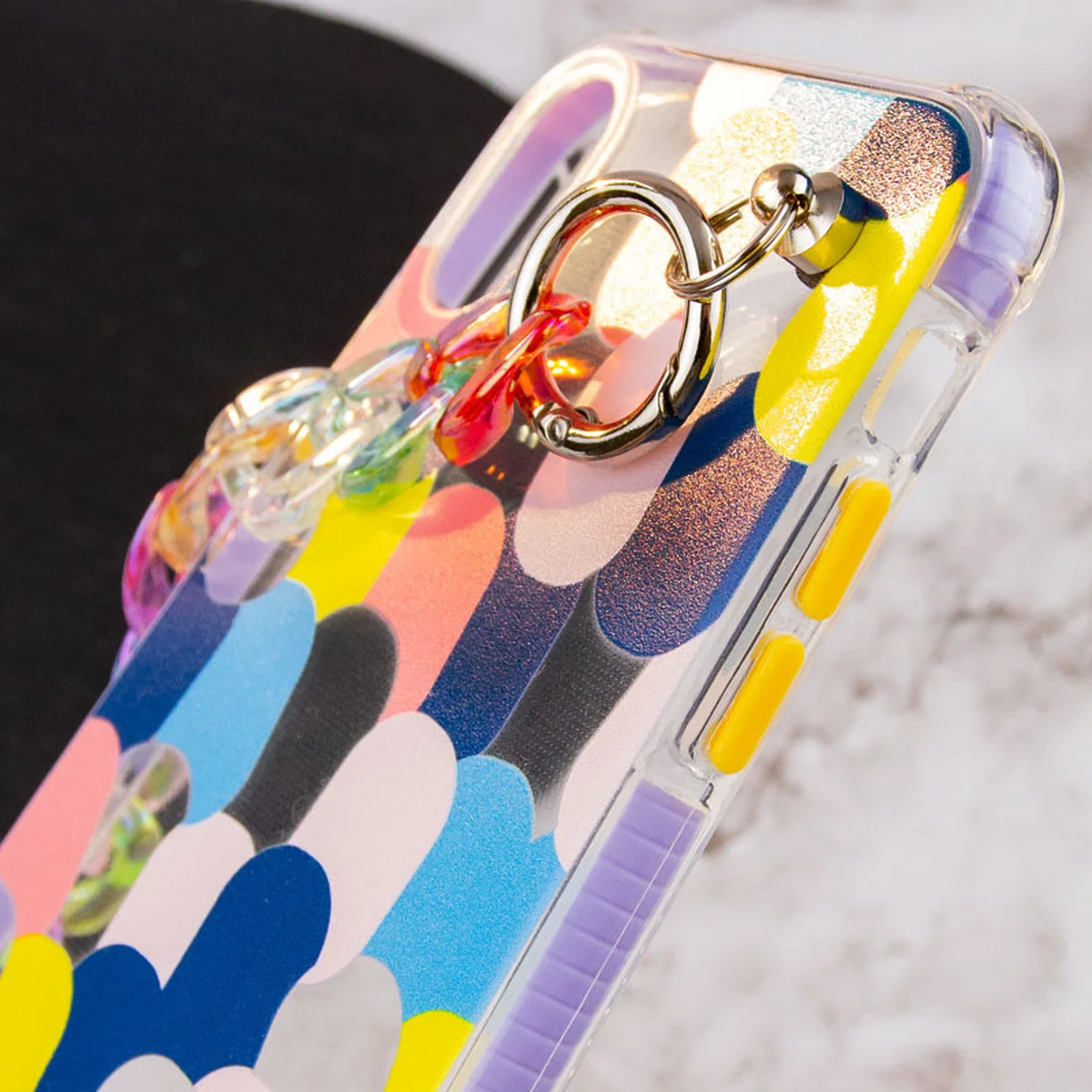 TPU+PC чохол Colorspot з ремінцем-ланцюгом для Apple iPhone X / XS (5.8") Dots